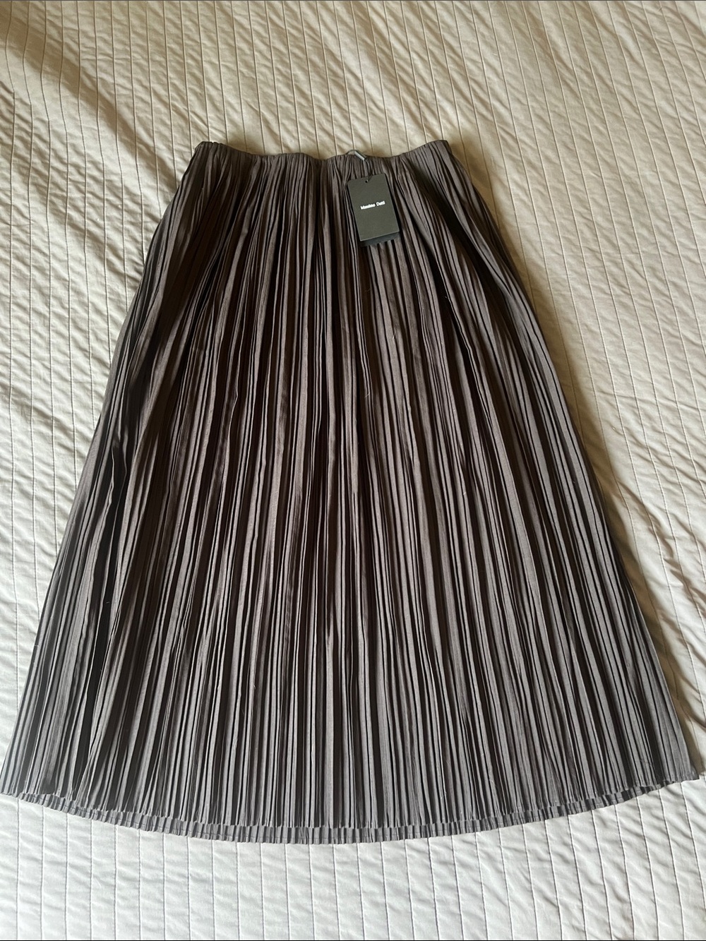 Massimo Dutti Charcoal Pleated Midi Skirt